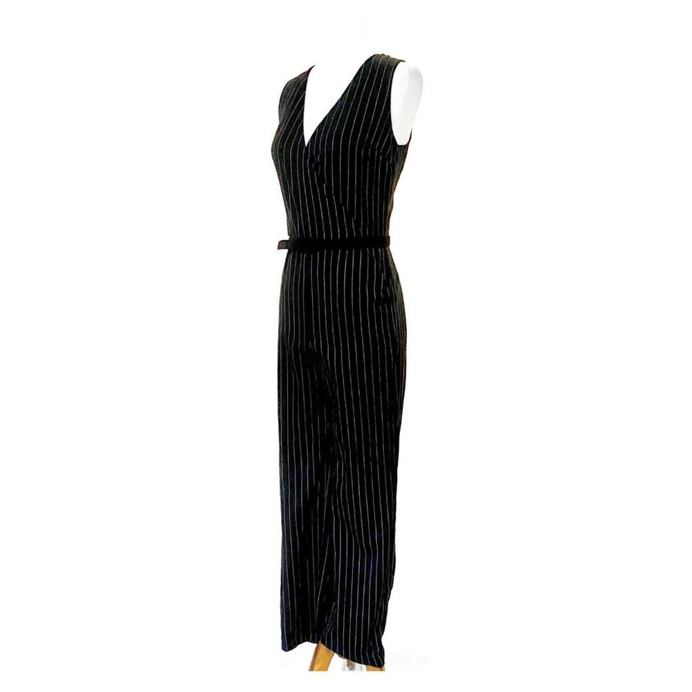 Lauren Ralph Lauren Sleeveless Faux Wrap Wool Pinstriped Jumpsuit